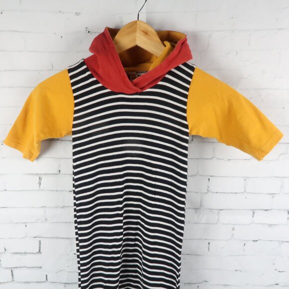 H+C BLACK WHITE STRIPE ORANGE & YELLOW COLORBLOCK ONE PIECE JUMPSUIT SIZE 3T - Picture 3 of 5